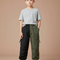 Pantalon Parachute Bicolore Kaki Noir Cargo Enfant - Multicolore Polyester