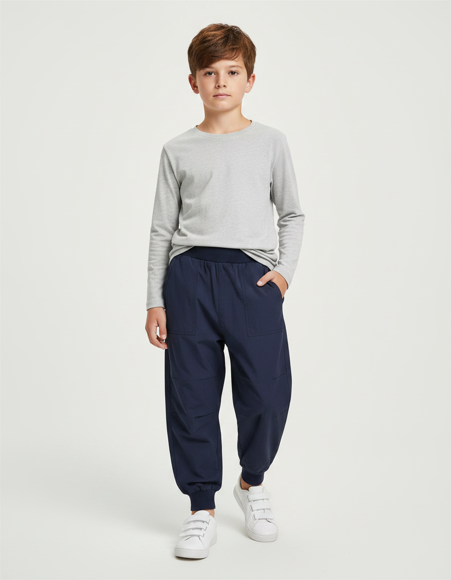 Pantalon Parachute Marine Ample Décontracté Enfant Coton