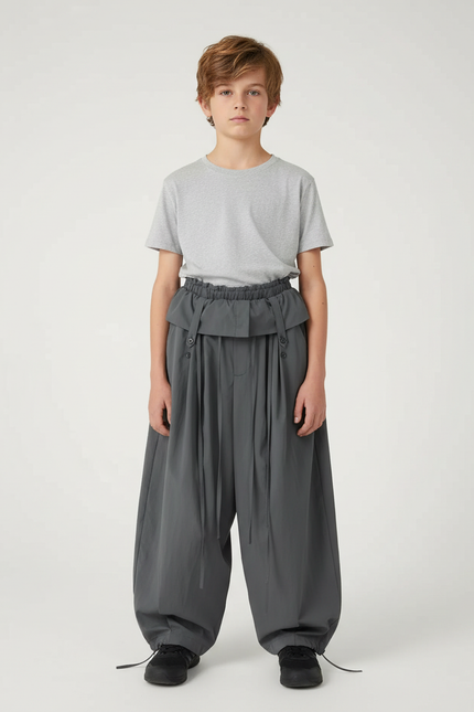 Pantalon Parachute Gris Ample Coton Enfant - Polyester