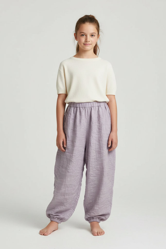 Pantalon Parachute Lin Ample Violet Fille