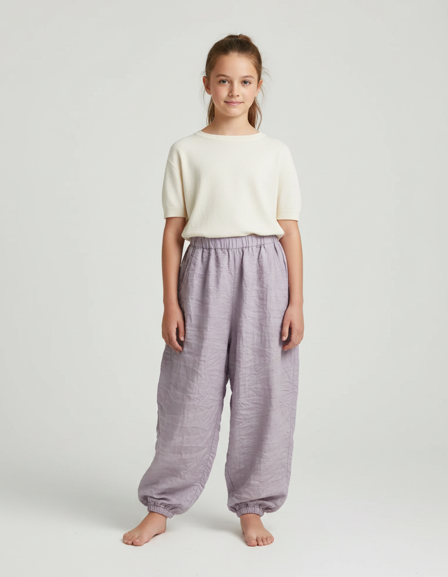 Pantalon Parachute Lin Ample Violet Fille