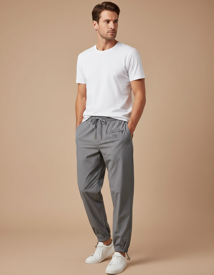 Pantalon Parachute Gris Cordon Ample Décontracté Homme Léger - Polyester