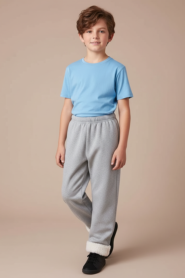 Pantalon Parachute Gris Molleton Doublé Ample Enfant