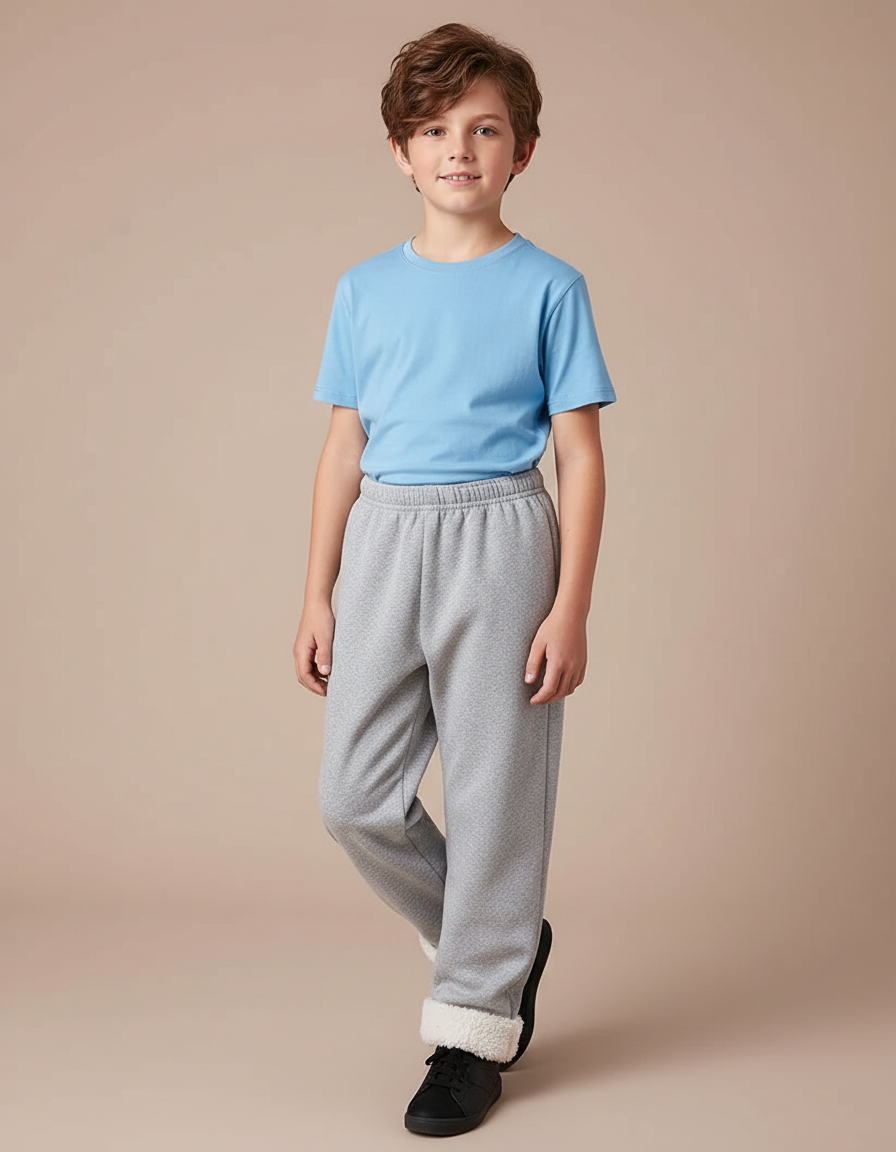 Pantalon Parachute Gris Molleton Doublé Ample Enfant