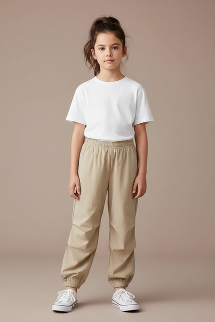 Pantalon Parachute Beige Ample Enfant Décontracté - Polyester