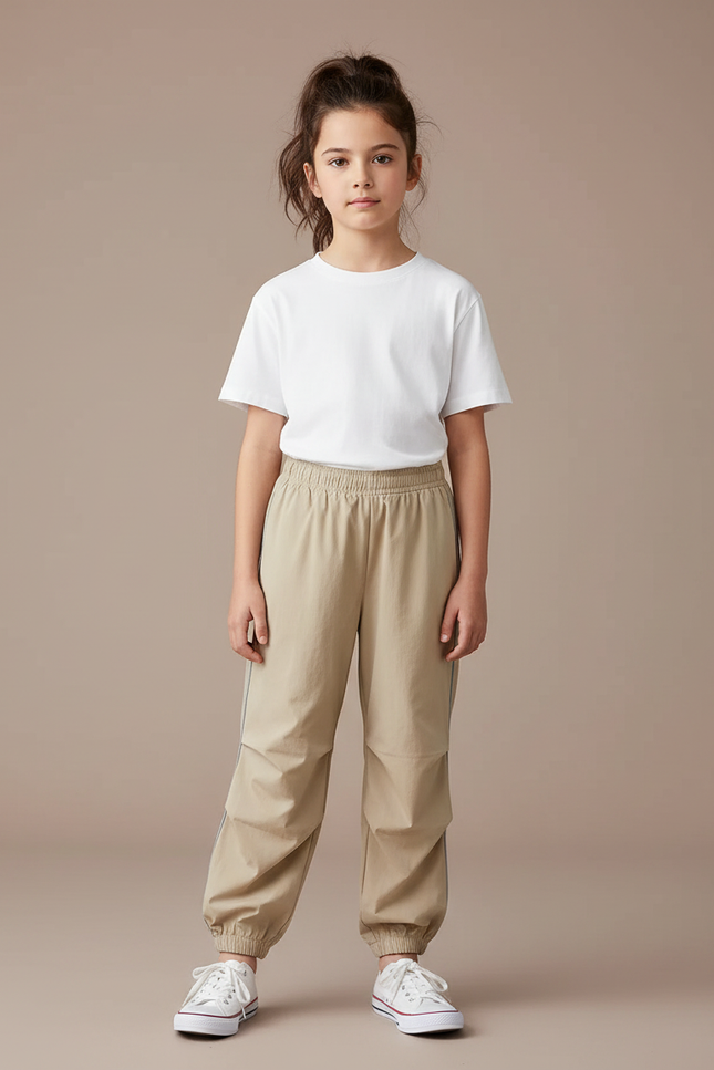 Pantalon Parachute Beige Ample Enfant Décontracté - Polyester