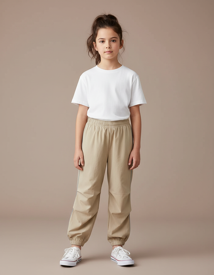 Pantalon Parachute Beige Ample Enfant Décontracté - Polyester