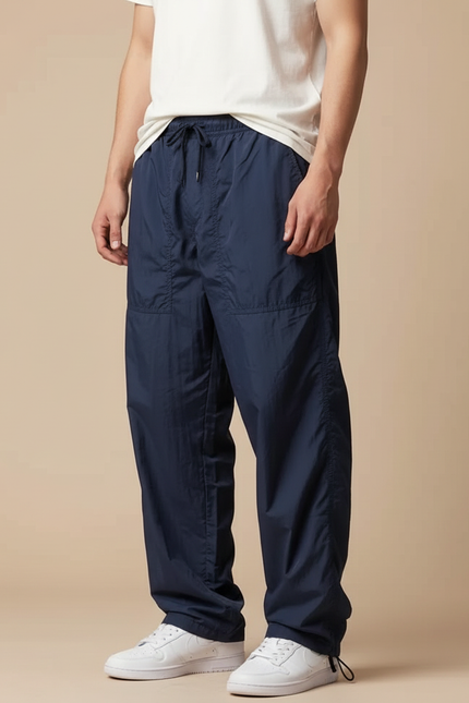 Pantalon Parachute Bleu Marine Ample Décontracté Homme - Polyester