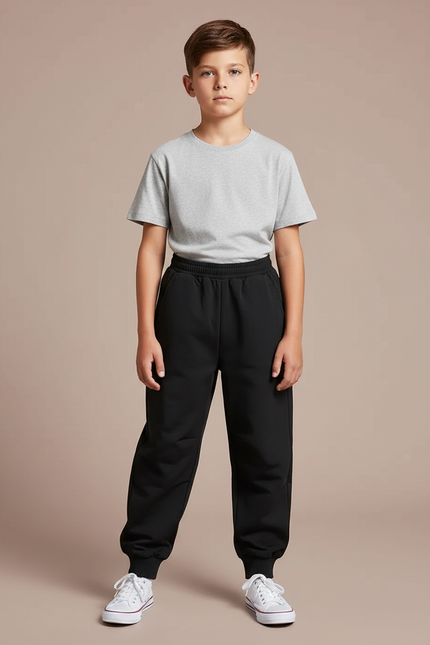 Pantalon Parachute Noir Ample Sportif Enfant Coton - Molleton