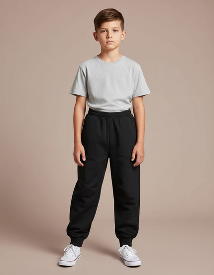 Pantalon Parachute Noir Ample Sportif Enfant Coton - Molleton