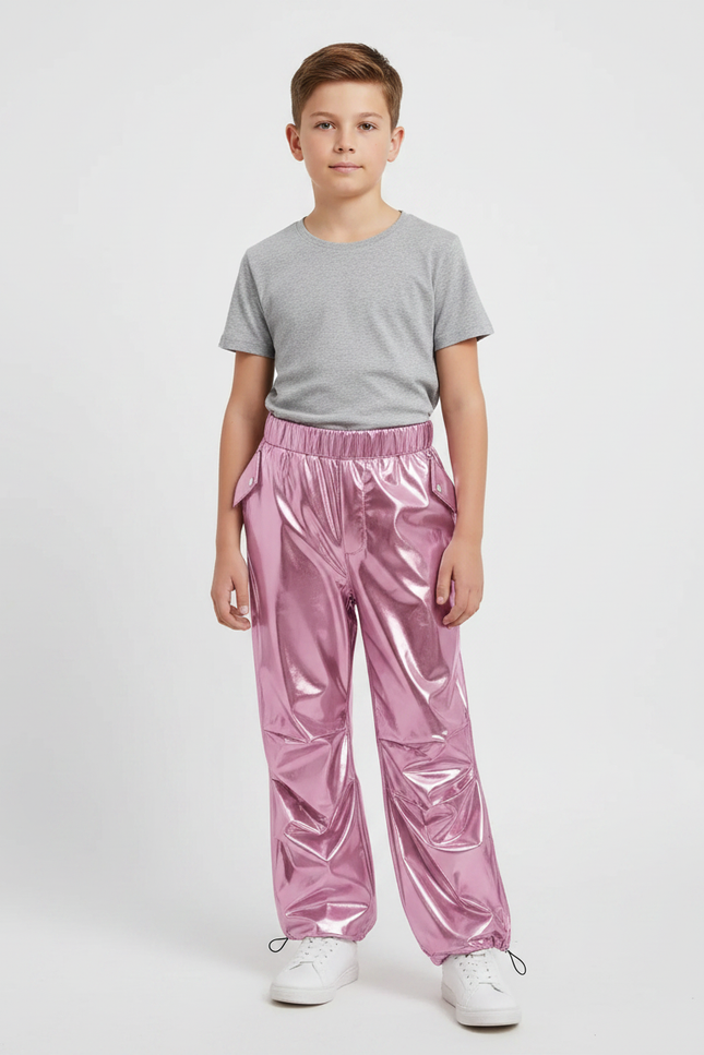Pantalon Parachute Garçon Resserré Aux Chevilles Nylon - Rose Polyester