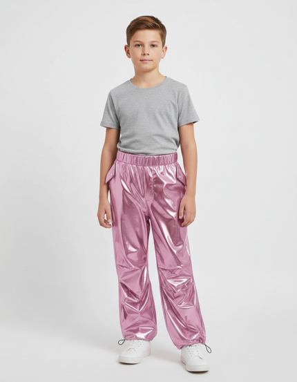 Pantalon Parachute Garçon Resserré Aux Chevilles Nylon - Rose Polyester