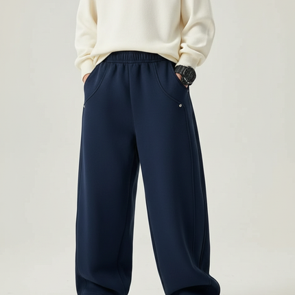 Pantalon Parachute Bleu Marine Ample Décontracté Coton Enfant - Molleton