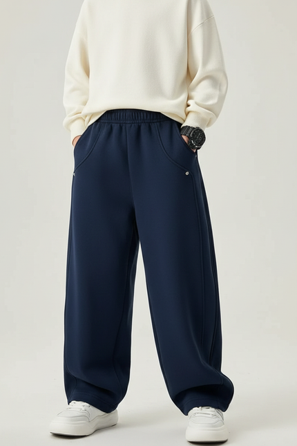 Pantalon Parachute Bleu Marine Ample Décontracté Coton Enfant - Molleton