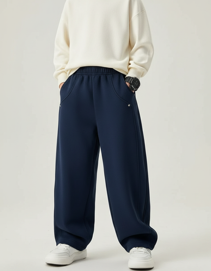 Pantalon Parachute Bleu Marine Ample Décontracté Coton Enfant - Molleton