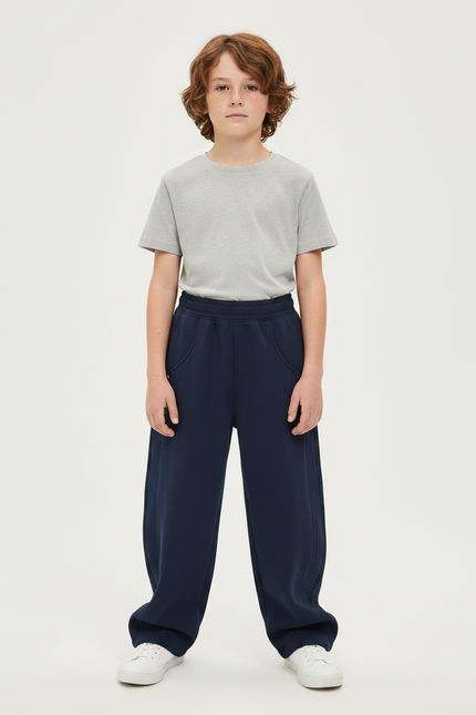 Pantalon Parachute Bleu Marine Ample Coton Enfant - Molleton