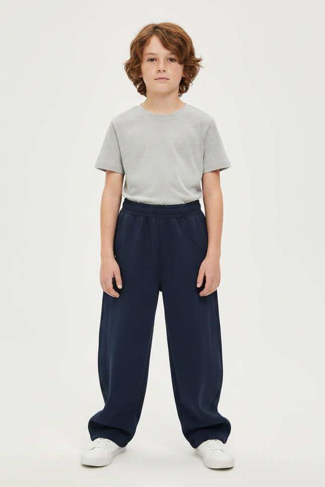 Pantalon Parachute Bleu Marine Ample Coton Enfant - Molleton