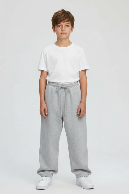 Pantalon Parachute Gris Ample Molletonné Basique Enfant