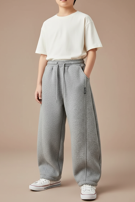 Pantalon Parachute Coton Gris Ample Décontracté Enfant - Molleton