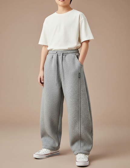 Pantalon Parachute Coton Gris Ample Décontracté Enfant - Molleton