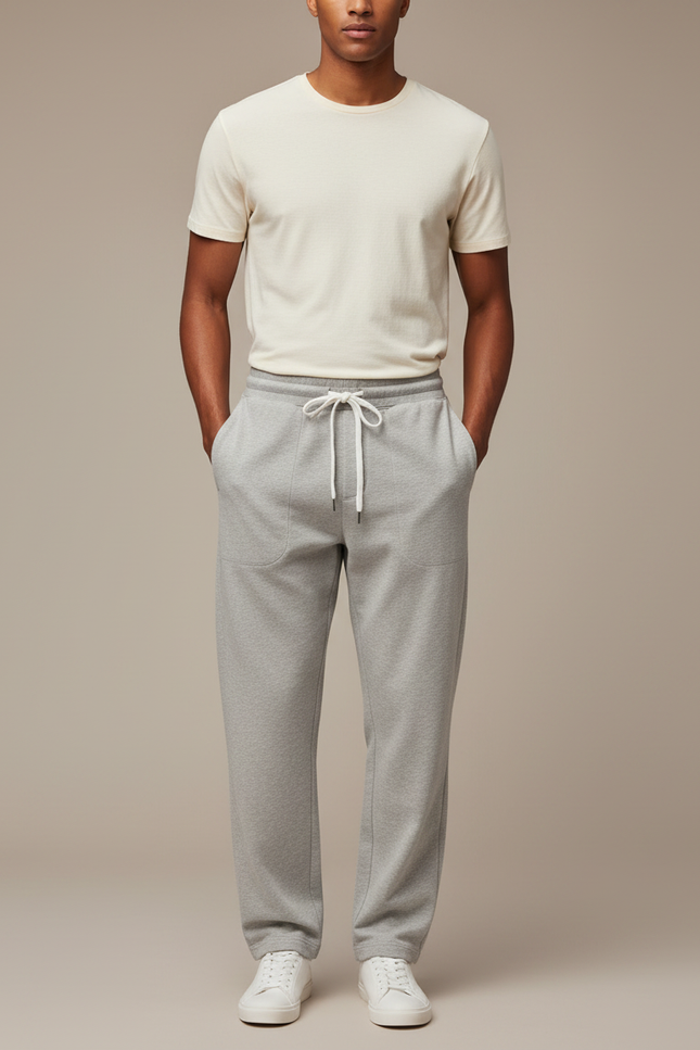 Pantalon Parachute Gris Ample Homme Décontracté Coton - Molleton