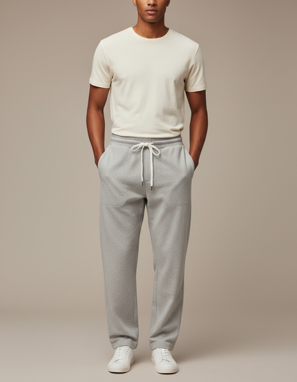 Pantalon Parachute Gris Ample Homme Décontracté Coton - Molleton