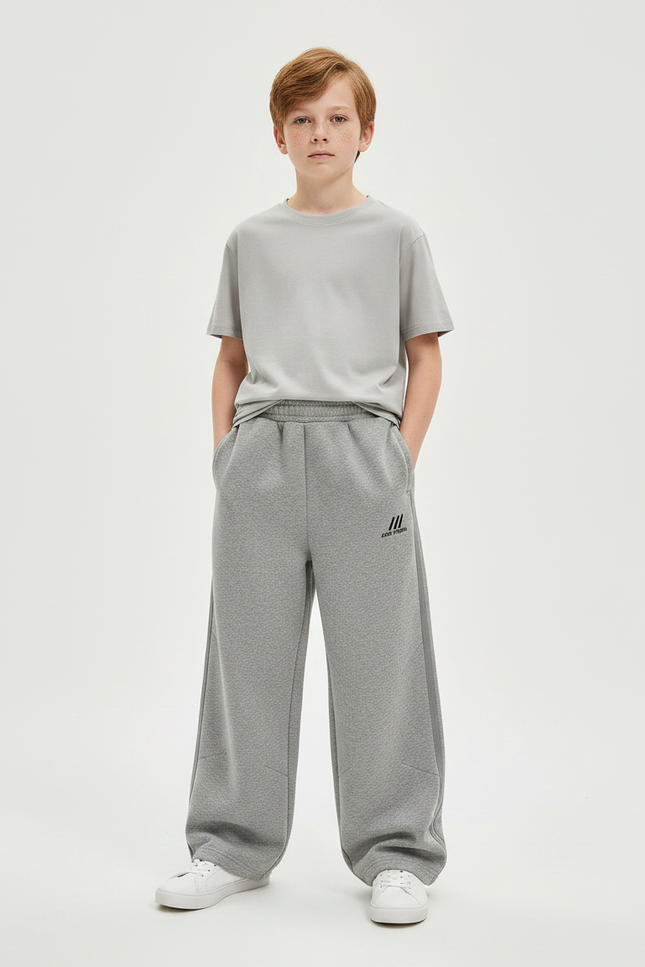 Pantalon Parachute Gris Ample Molletonné Sport Enfant