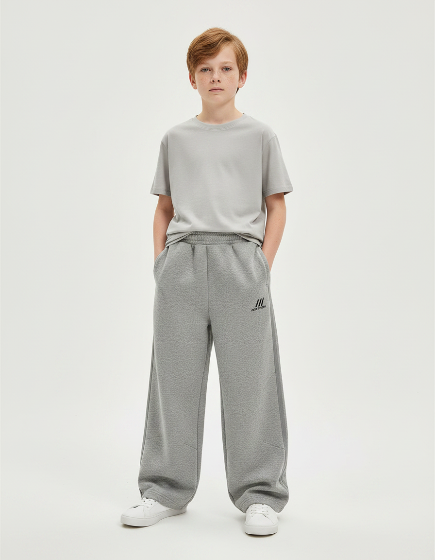Pantalon Parachute Gris Ample Molletonné Sport Enfant