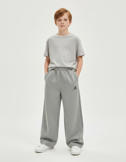 Pantalon Parachute Gris Ample Molletonné Sport Enfant