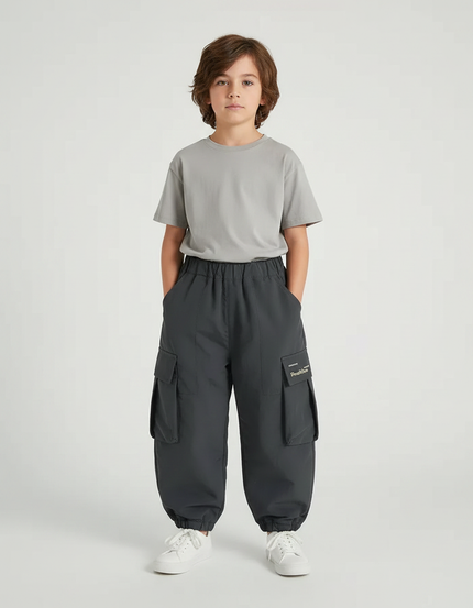 Pantalon Parachute Garçon Gris Cargo - Polyester
