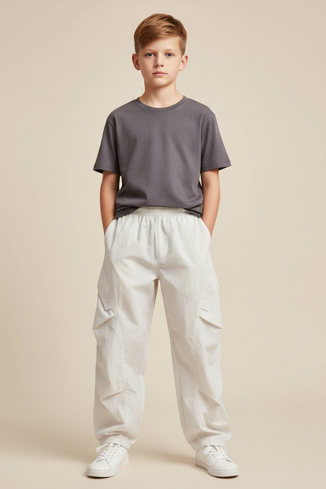 Pantalon Parachute Beige Cargo Ample Décontracté Léger - Polyester
