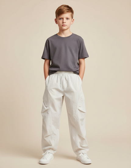 Pantalon Parachute Beige Cargo Ample Décontracté Léger - Polyester
