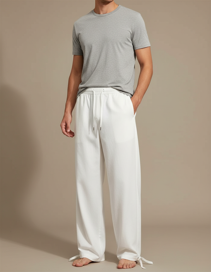 Pantalon Parachute Blanc Droit Ample Décontracté Homme - Molleton