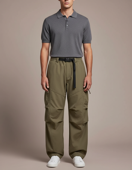 Pantalon Parachute Kaki Ample Fonctionnel Décontracté Homme - Polyester