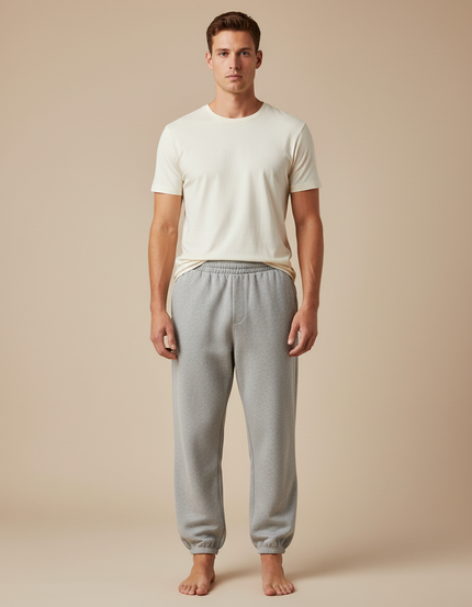 Pantalon Parachute Homme Gris Coton Ample Décontracté - Molleton