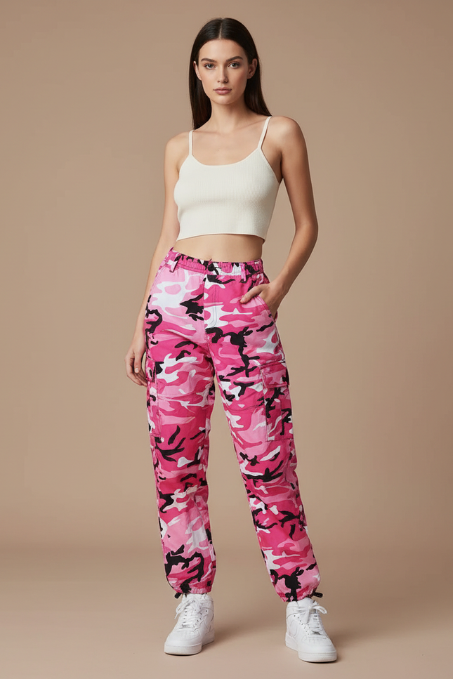 Pantalon Parachute Femme Resserré Aux Chevilles Nylon Streetwear 2 - Rose Polyester