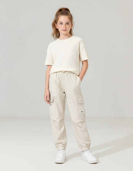 Pantalon Parachute Beige Cargo Léger Enfant - Polyester