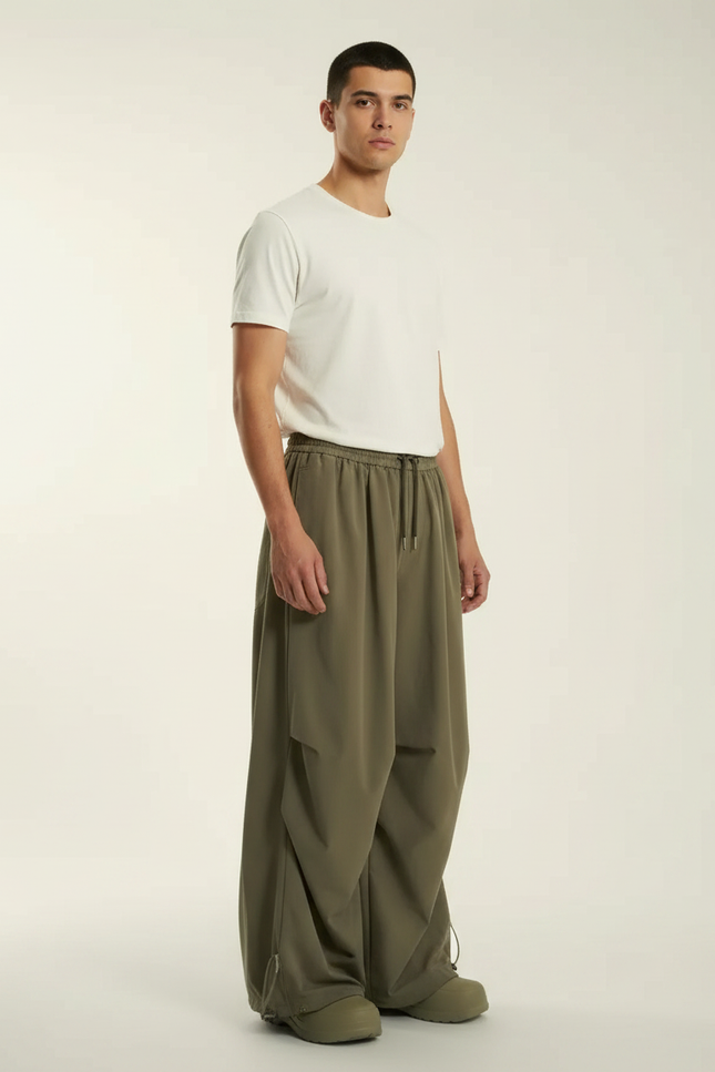 Pantalon Parachute Sport - Kaki Polyester