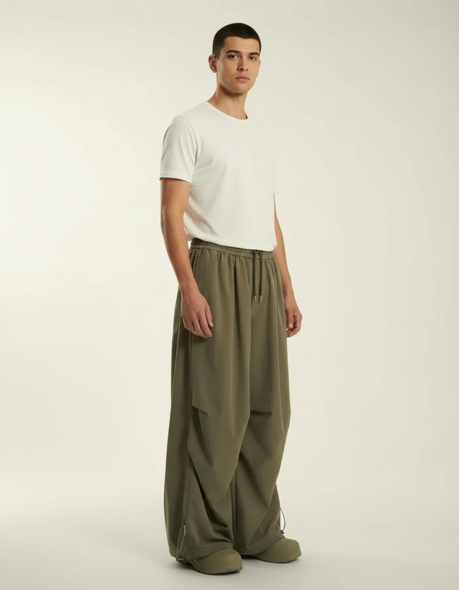 Pantalon Parachute Sport - Kaki Polyester