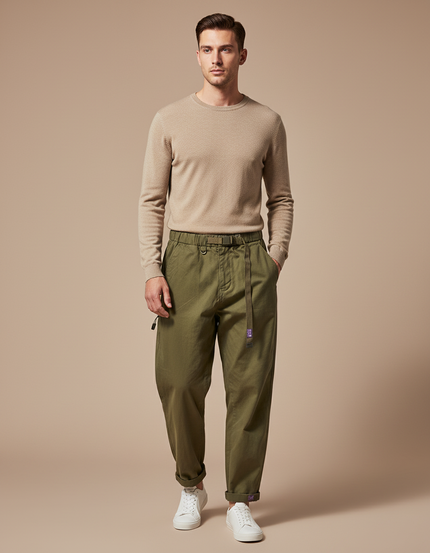 Pantalon Parachute Kaki Coton Décontracté Ample Homme