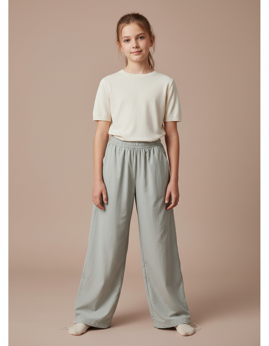 Pantalon Parachute Vert Ample Fluide Fille - Viscose