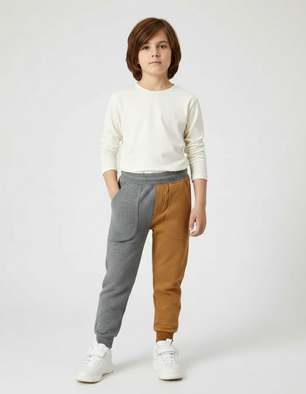 Pantalon Parachute Bicolore Coton Ample Garçon Sport - Multicolore Molleton
