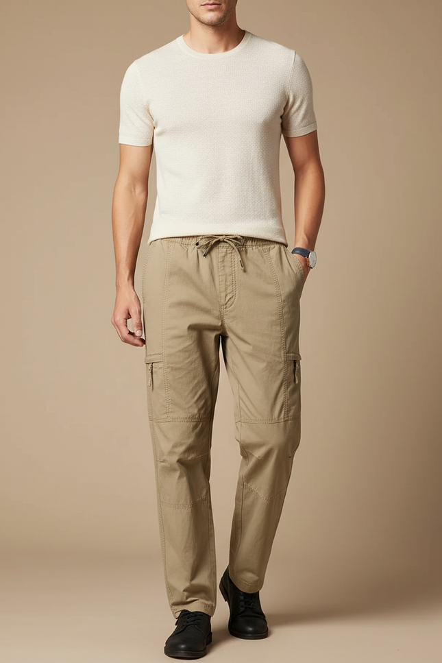 Pantalon Parachute Kaki Cargo Cordon Décontracté Homme - Toile