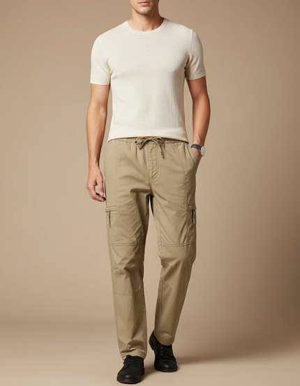 Pantalon Parachute Kaki Cargo Cordon Décontracté Homme - Toile