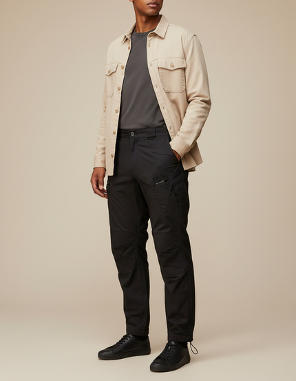 Pantalon Parachute Noir Cargo Homme Décontracté - Polyester