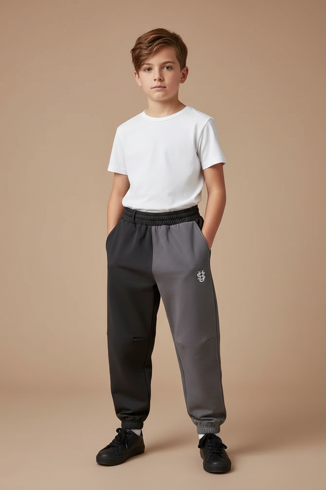 Pantalon Parachute Bicolore Molleton Ample Enfant Sport - Multicolore