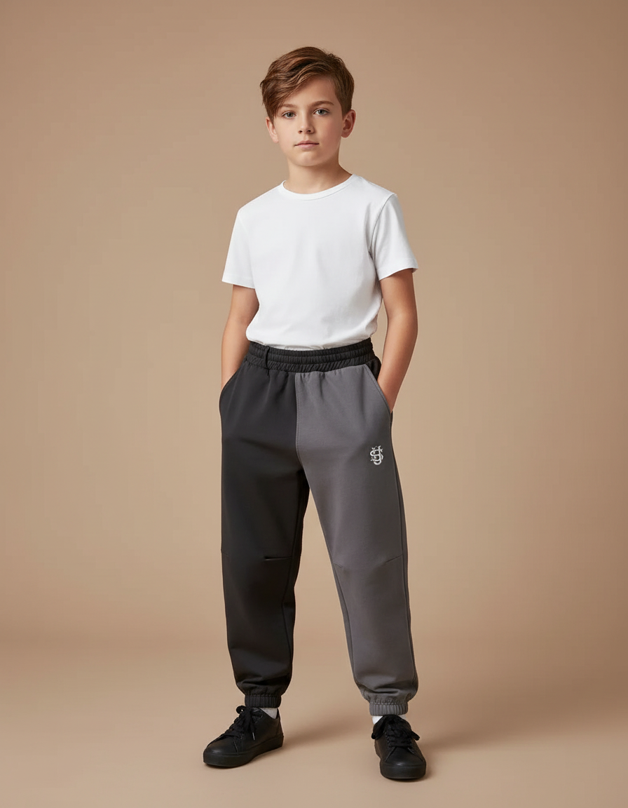 Pantalon Parachute Bicolore Molleton Ample Enfant Sport - Multicolore
