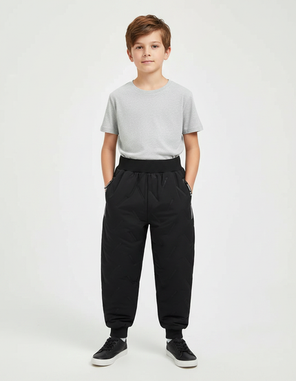 Pantalon Parachute Noir Matelassé Hiver Enfant Garçon - Polyester