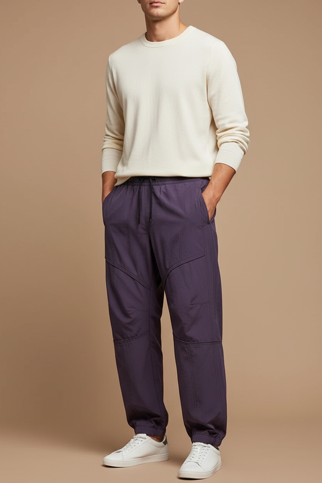 Pantalon Parachute Violet Fluide Décontracté Homme - Polyester