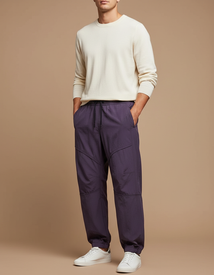 Pantalon Parachute Violet Fluide Décontracté Homme - Polyester